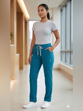 Figs Figs Yola Caribbean Blue Slim Leg Scrub Pants Size S/P PO2133